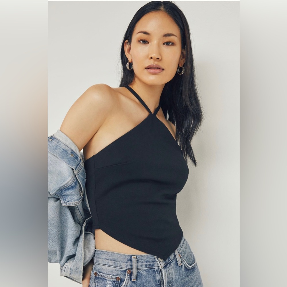 Anthropologie Eri + Ali Swingy Halter Top, small, black, NWT